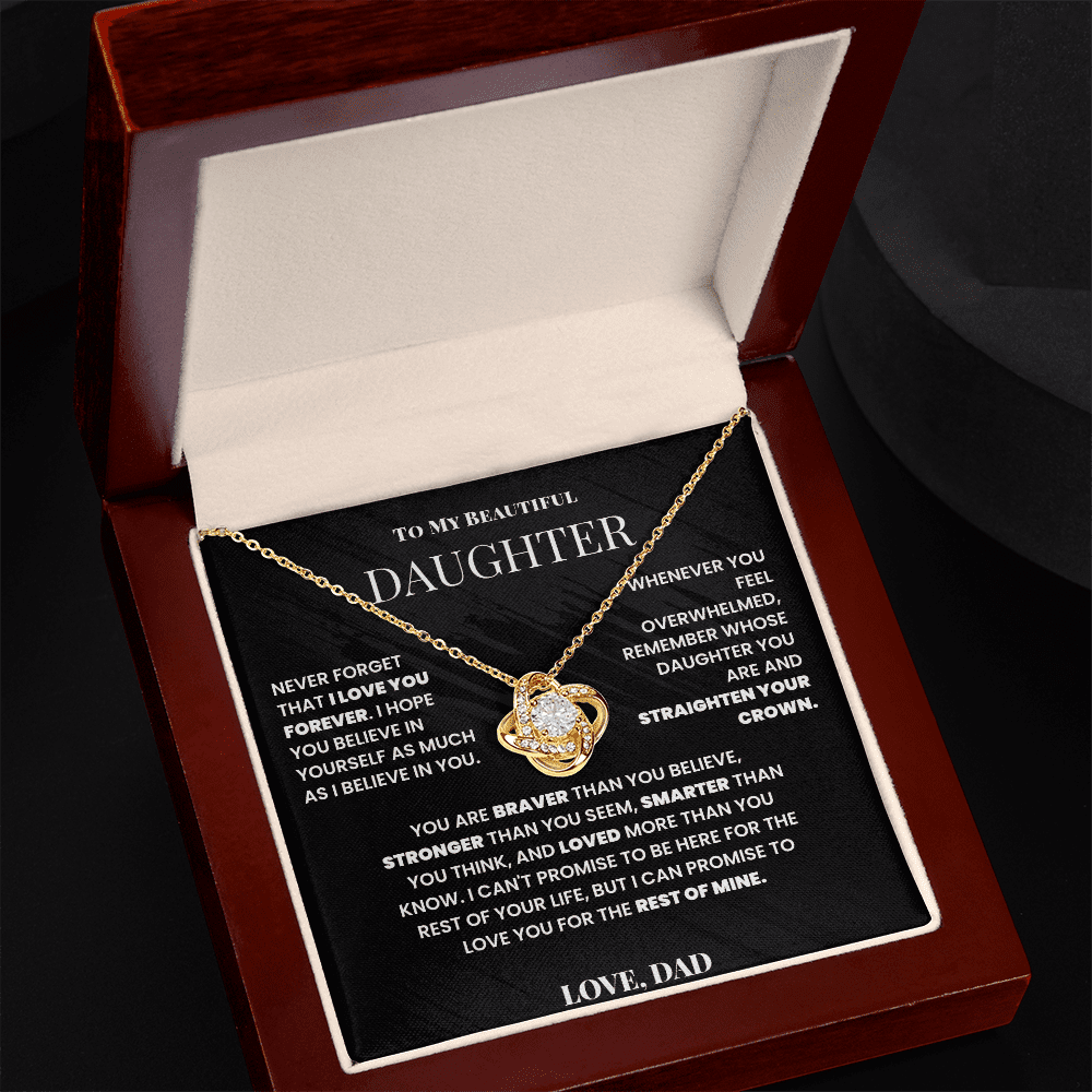 To My Beautiful Daughter - Straighten Your Crown - Love Knot Necklace - Halliday Gifts
