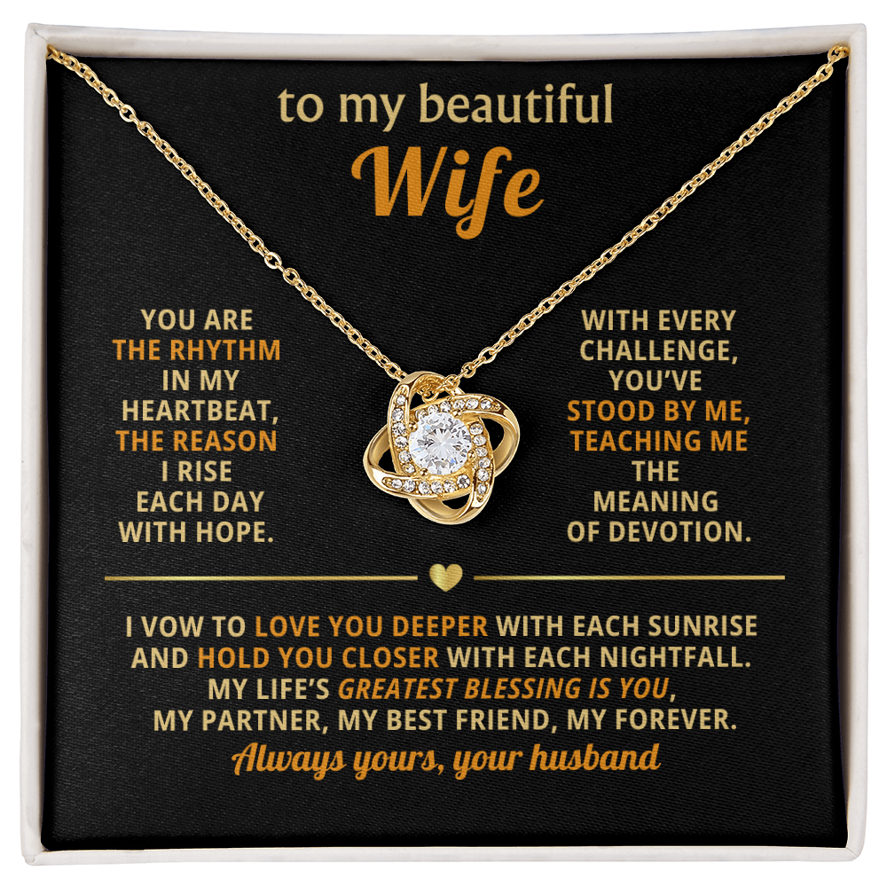 To My Beautiful Wife - Rhythm in My Heartbeat - Love Knot Necklace