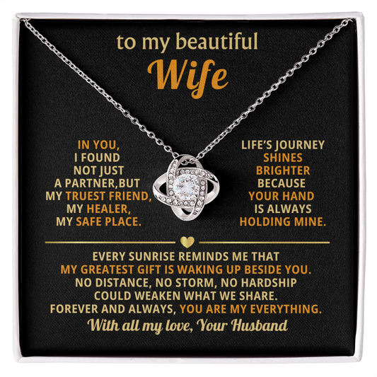 To My Beautiful Wife - Beside You - Love Knot Necklace