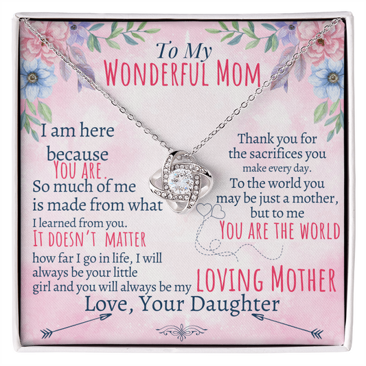 To My Mom - Loving Mother - Love Knot Necklace