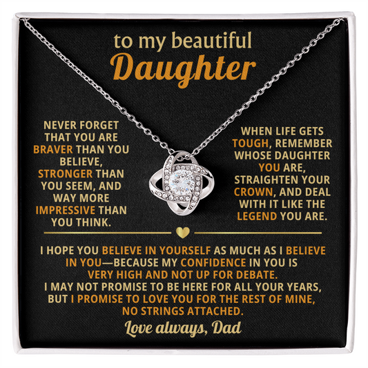 To My Beautiful Daughter - Confidence - Love Knot Necklace