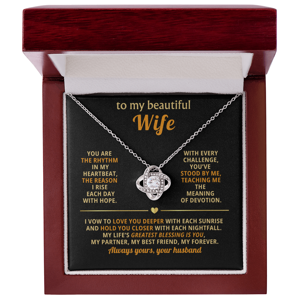 To My Beautiful Wife - Rhythm in My Heartbeat - Love Knot Necklace