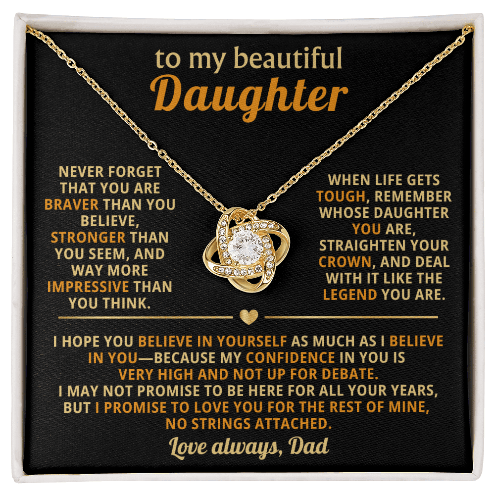 To My Beautiful Daughter - Confidence - Love Knot Necklace - Halliday Gifts