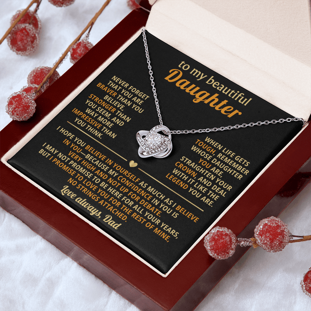 To My Beautiful Daughter - Confidence - Love Knot Necklace - Halliday Gifts