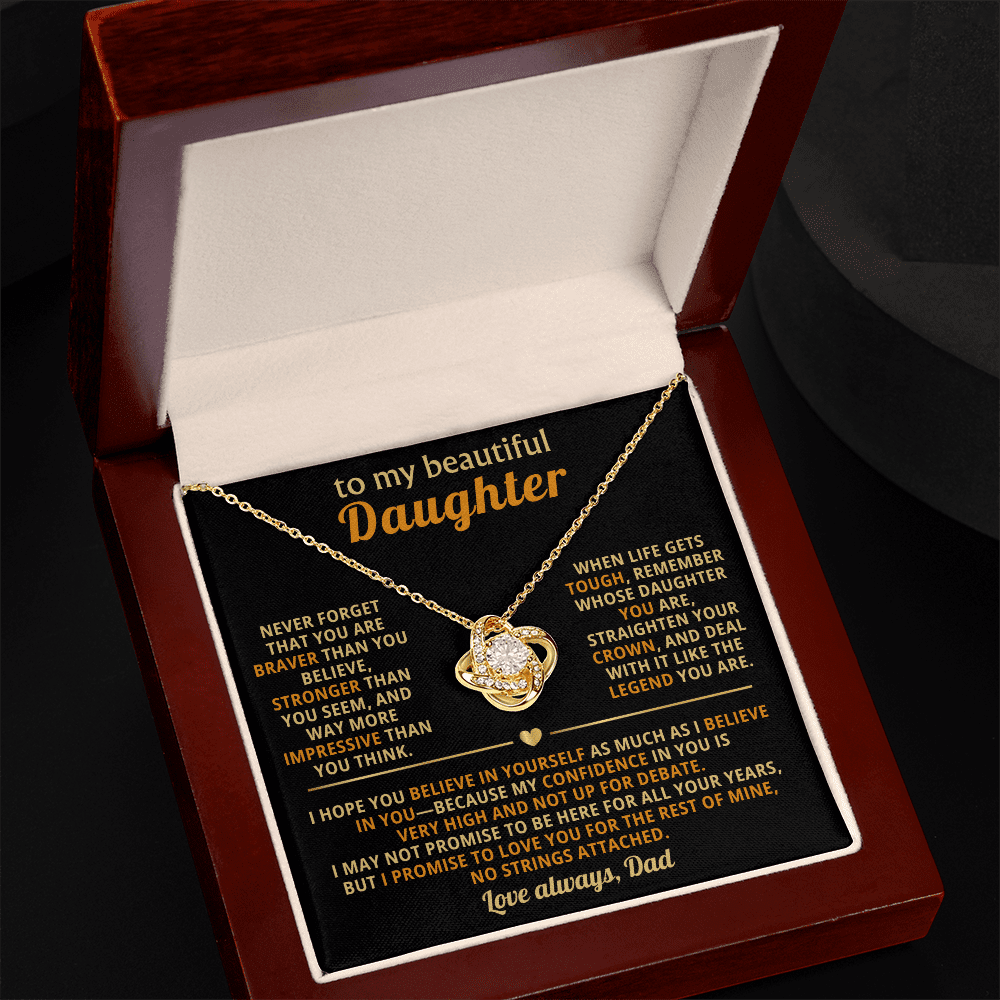 To My Beautiful Daughter - Confidence - Love Knot Necklace - Halliday Gifts