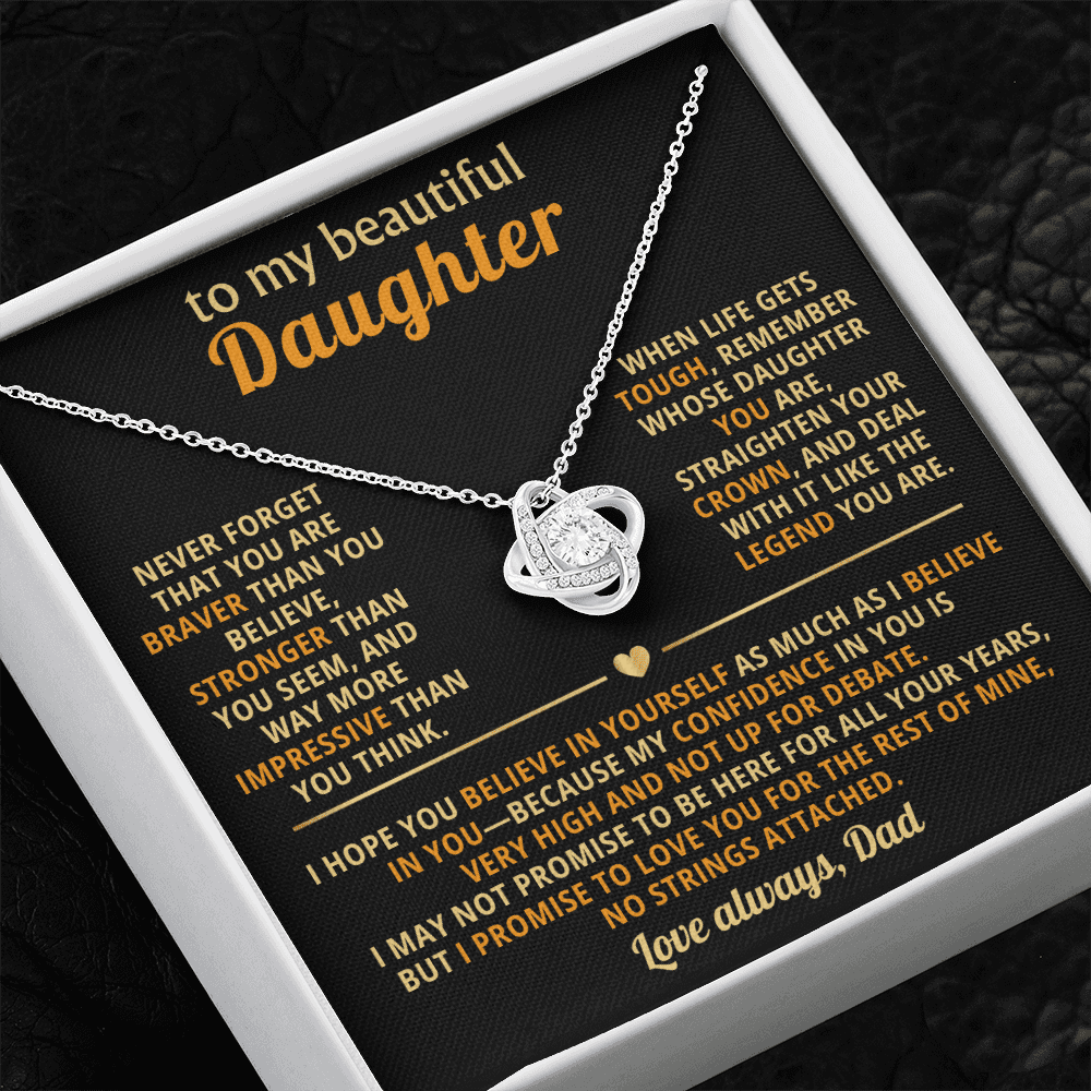 To My Beautiful Daughter - Confidence - Love Knot Necklace - Halliday Gifts