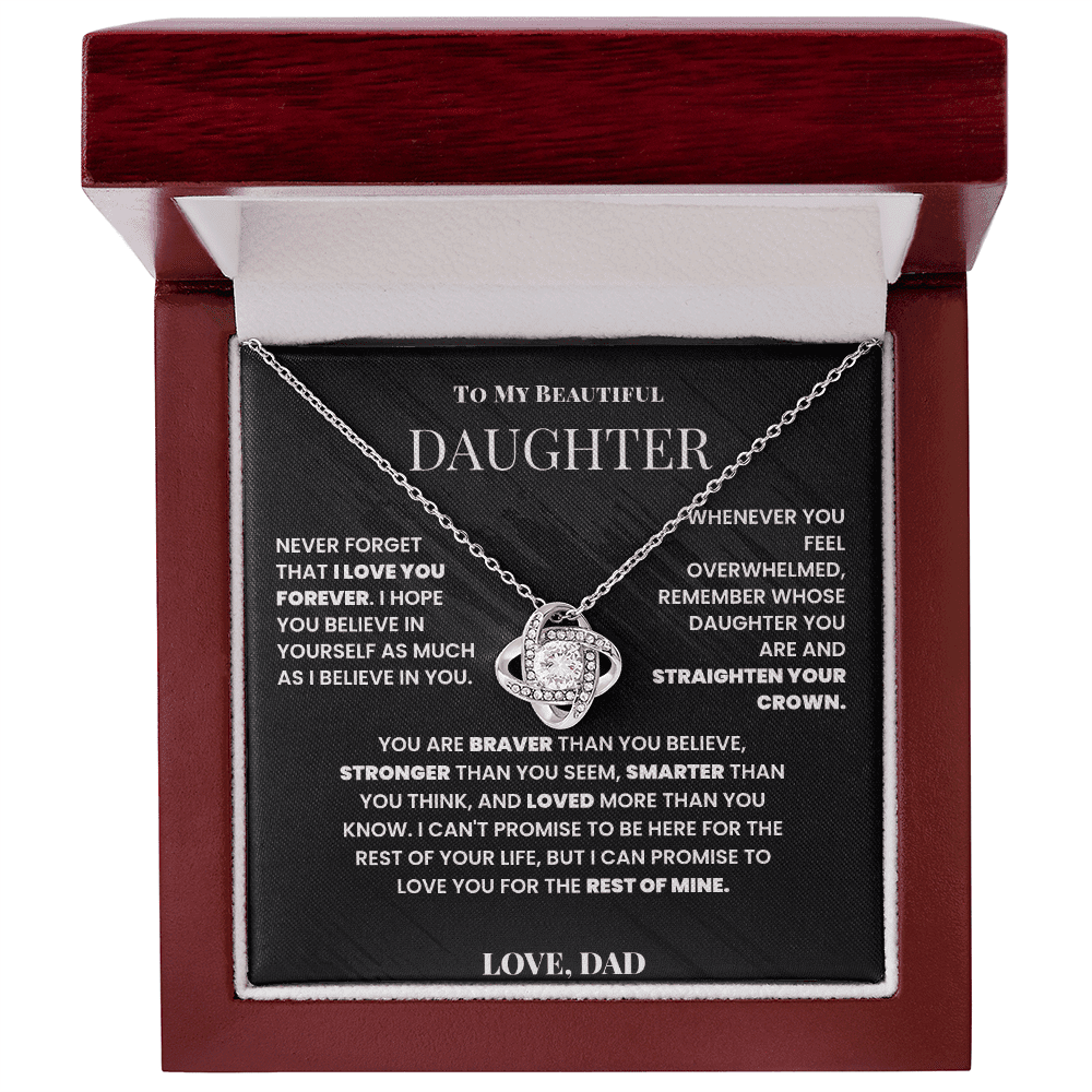 To My Beautiful Daughter - Straighten Your Crown - Love Knot Necklace - Halliday Gifts