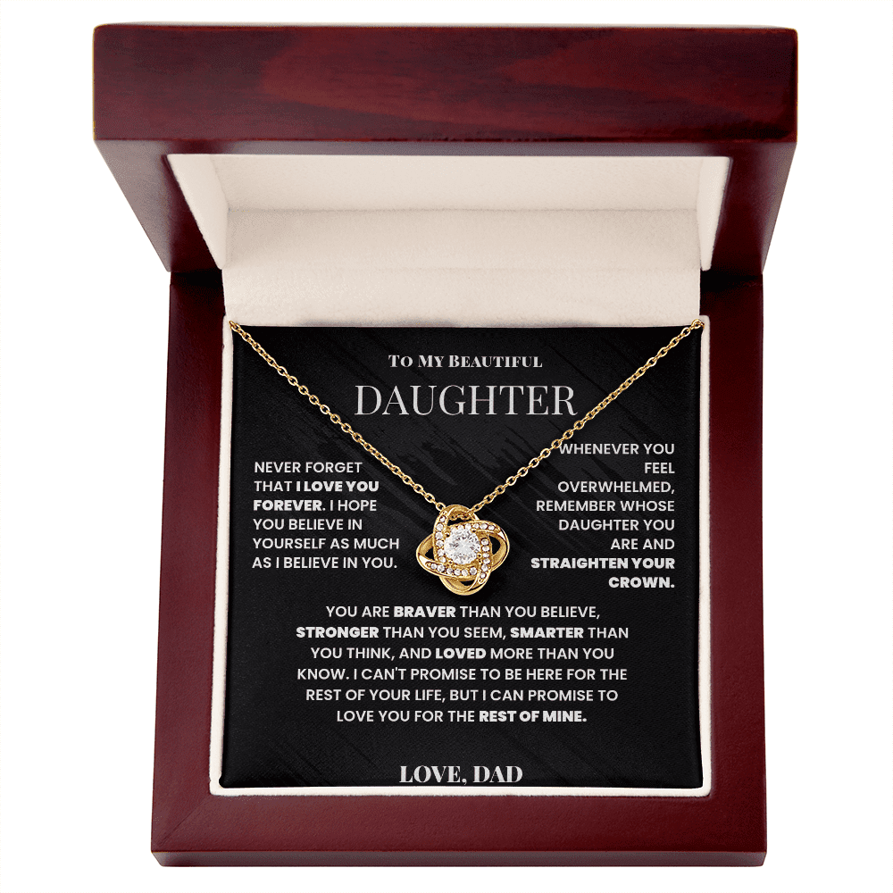 To My Beautiful Daughter - Straighten Your Crown - Love Knot Necklace - Halliday Gifts