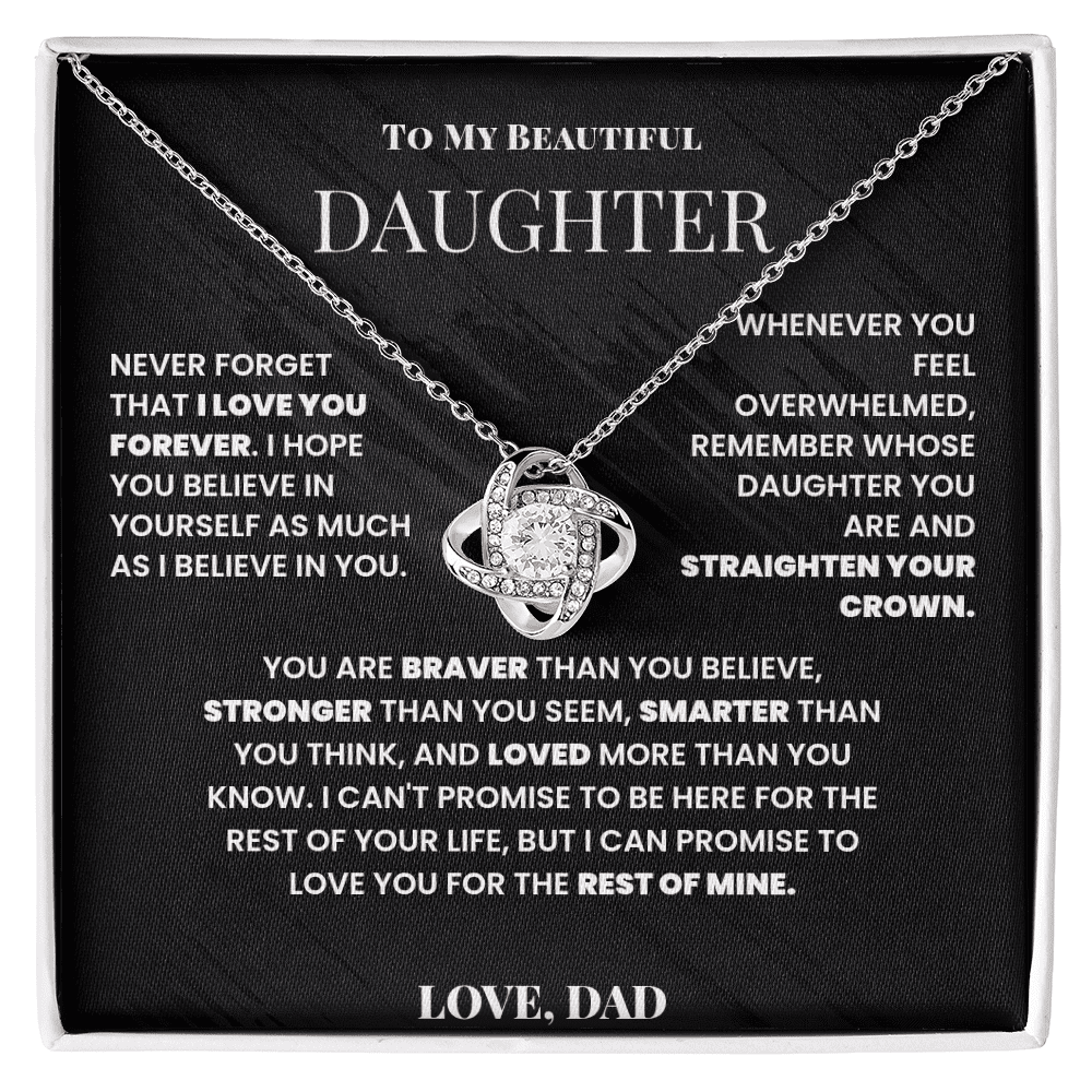 To My Beautiful Daughter - Straighten Your Crown - Love Knot Necklace - Halliday Gifts