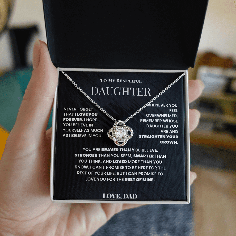 To My Beautiful Daughter - Straighten Your Crown - Love Knot Necklace - Halliday Gifts
