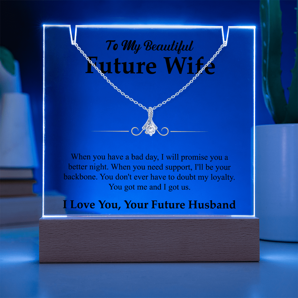 To My Beautiful Future Wife Alluring Beauty White Gold Necklace & Acrylic Bundle - Halliday Gifts