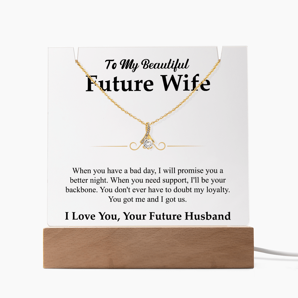 To My Beautiful Future Wife Alluring Beauty White Gold Necklace & Acrylic Bundle - Halliday Gifts