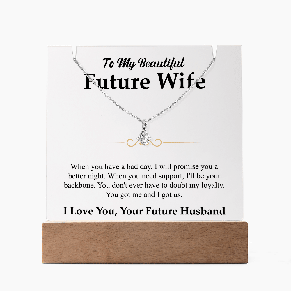 To My Beautiful Future Wife Alluring Beauty White Gold Necklace & Acrylic Bundle - Halliday Gifts