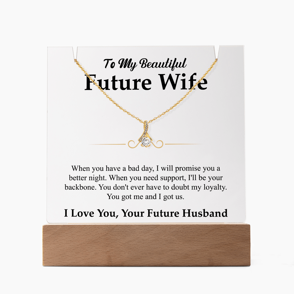 To My Beautiful Future Wife Alluring Beauty White Gold Necklace & Acrylic Bundle - Halliday Gifts