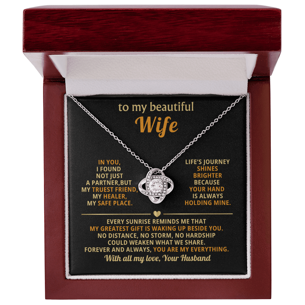 To My Beautiful Wife - Beside You - Love Knot Necklace - Halliday Gifts