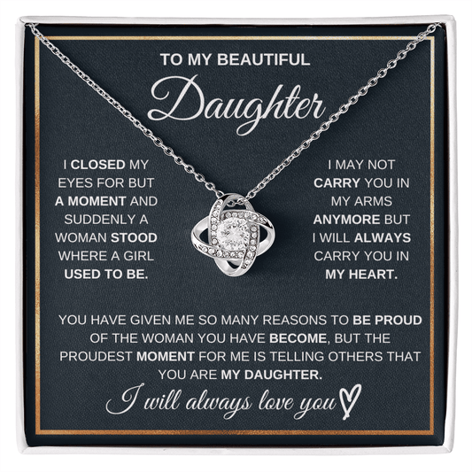 To My Daughter - Always Love - Love Knot Necklace - Halliday Gifts