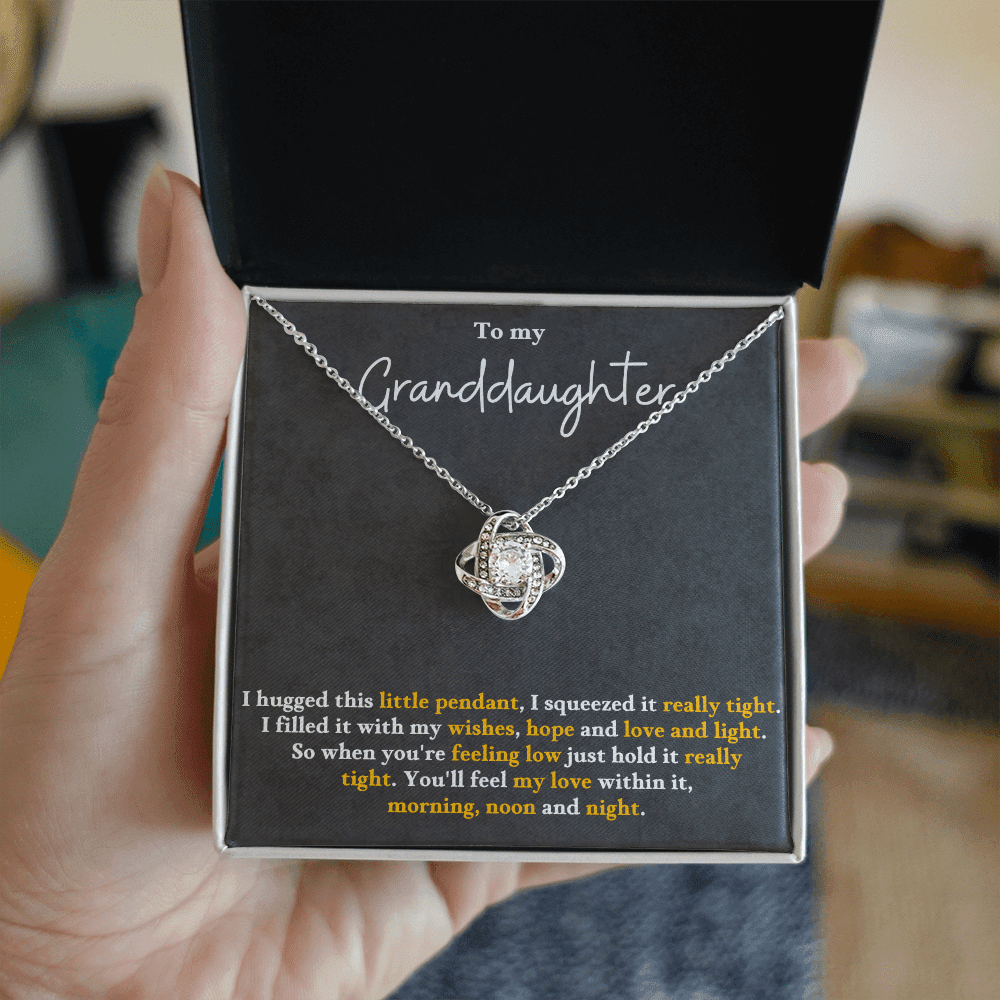 To My Granddaughter - Hold It Tight - Love Knot Necklace - Halliday Gifts