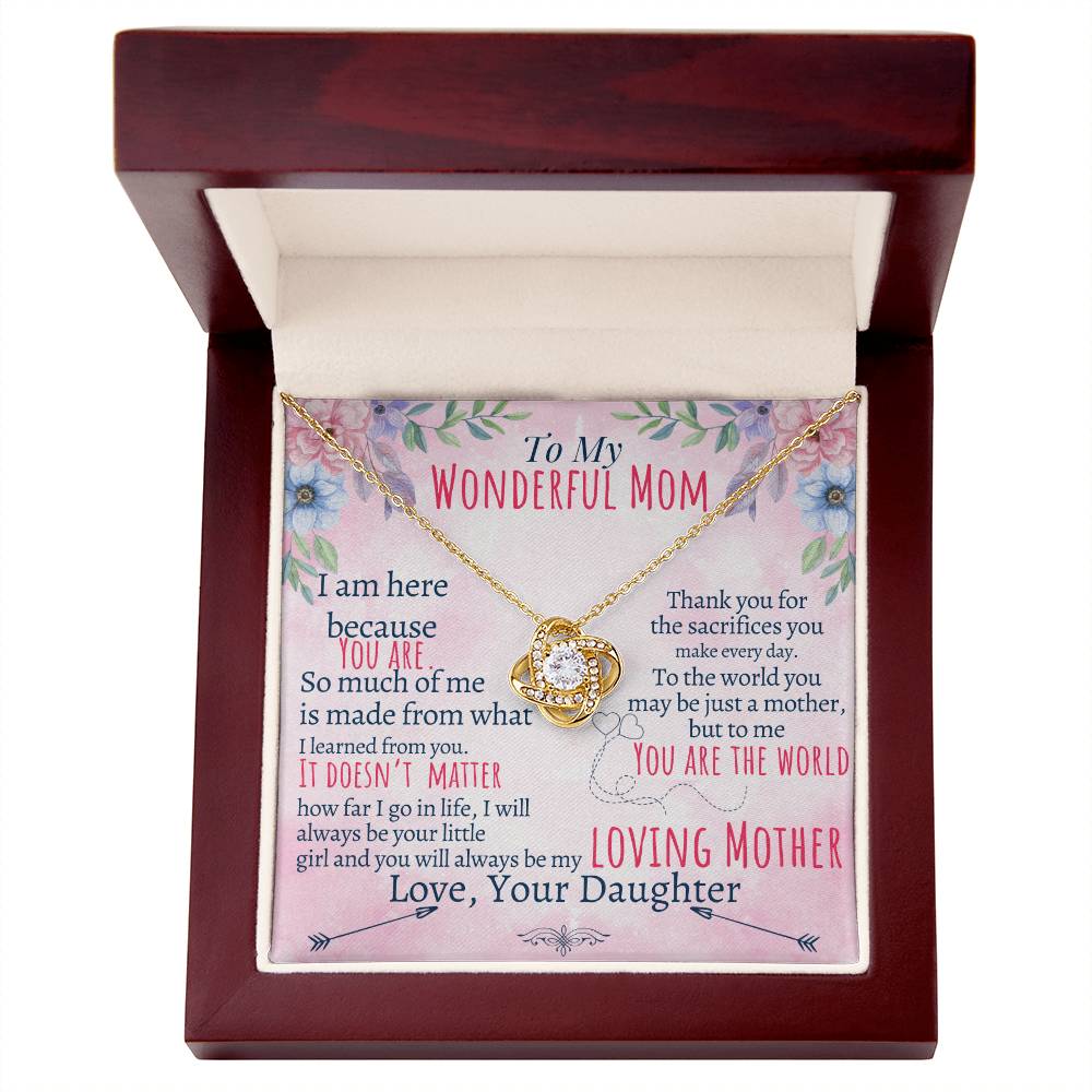 To My Mom - Loving Mother - Love Knot Necklace - Halliday Gifts