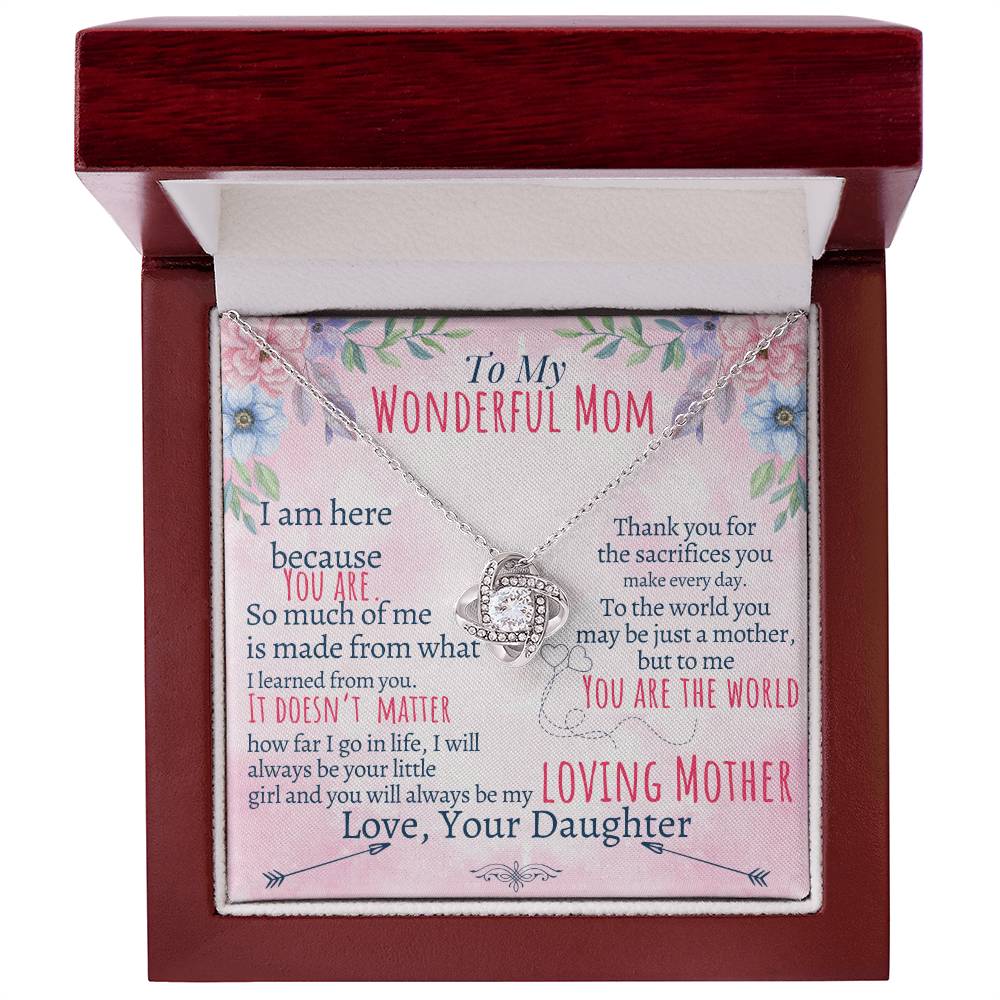 To My Mom - Loving Mother - Love Knot Necklace - Halliday Gifts