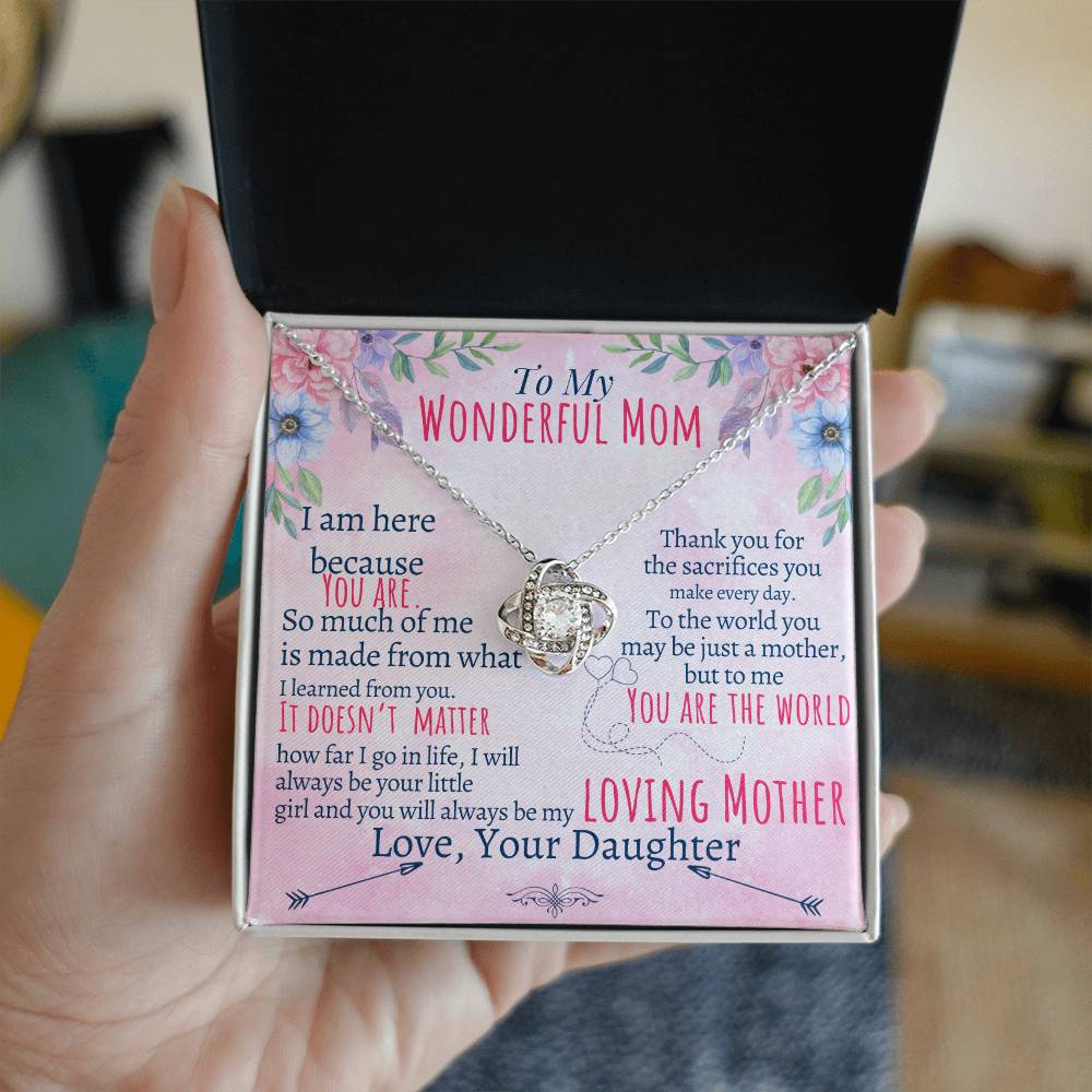 To My Mom - Loving Mother - Love Knot Necklace - Halliday Gifts