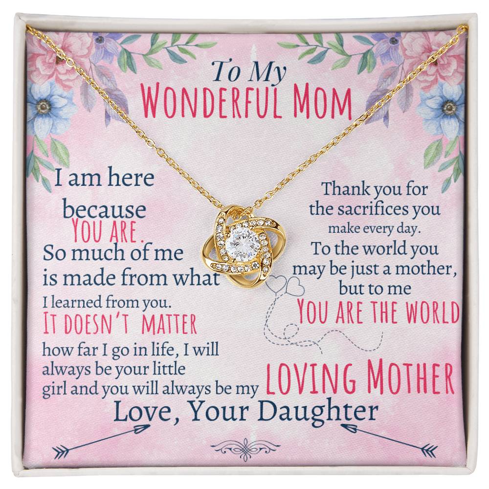 To My Mom - Loving Mother - Love Knot Necklace - Halliday Gifts