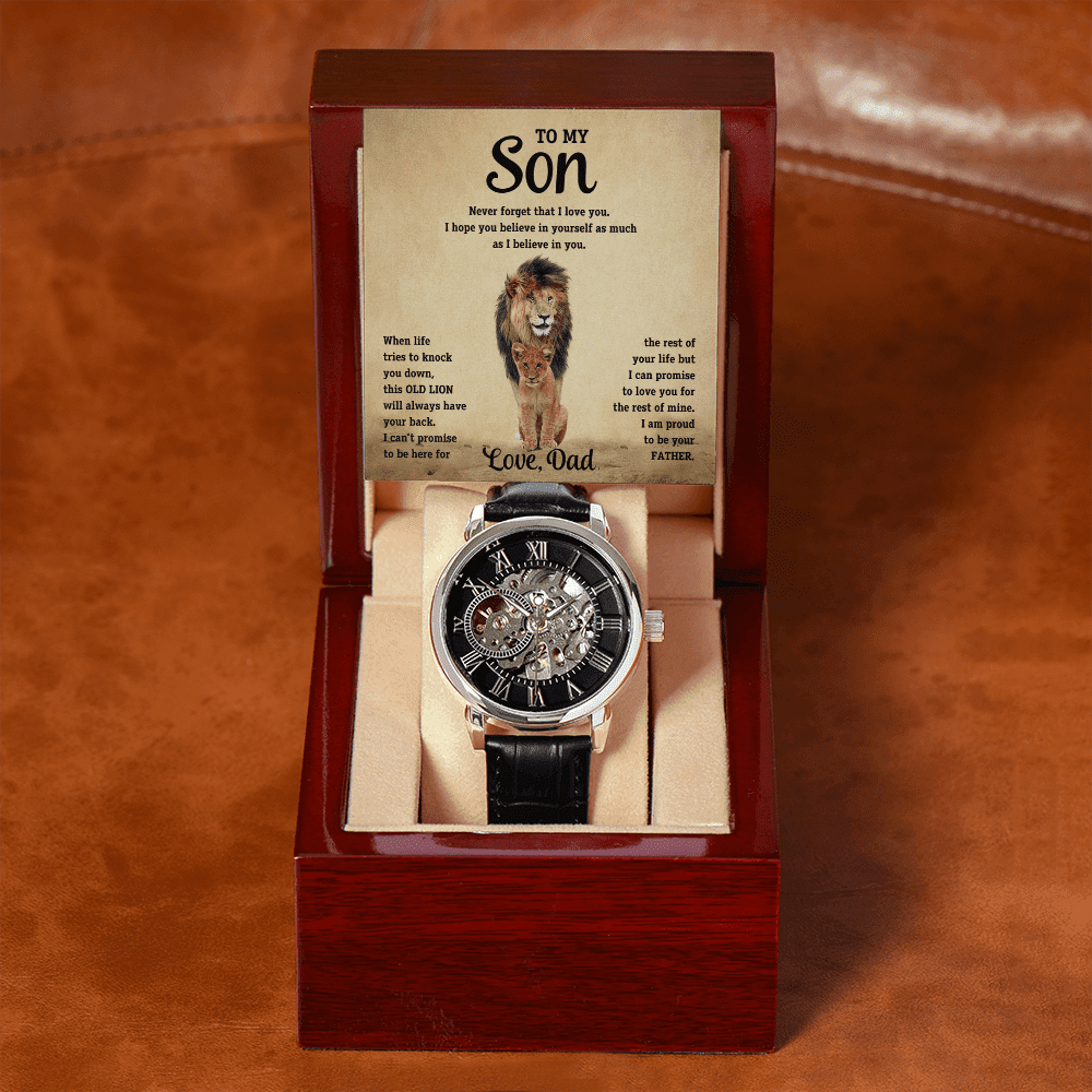 To My Son - Old Lion - Openwork Watch - Halliday Gifts