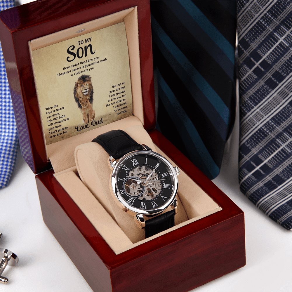 To My Son - Old Lion - Openwork Watch - Halliday Gifts