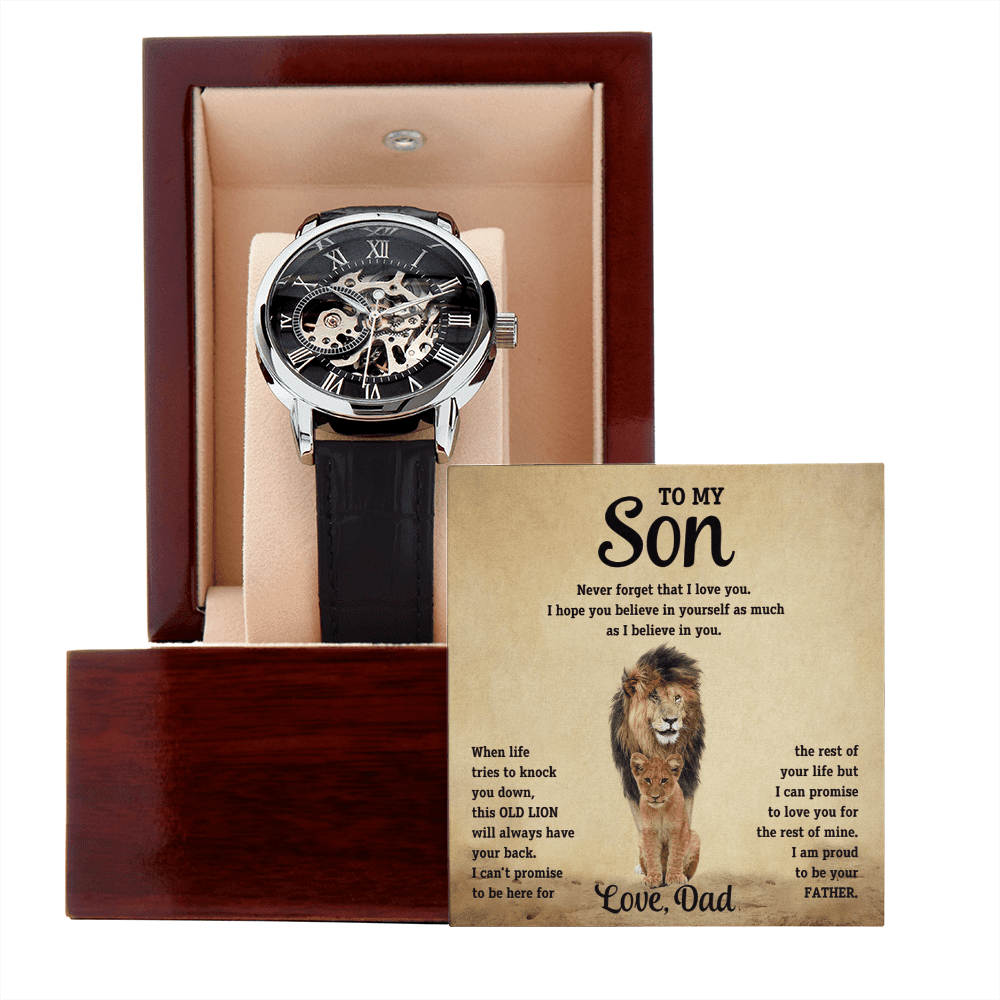 To My Son - Old Lion - Openwork Watch - Halliday Gifts